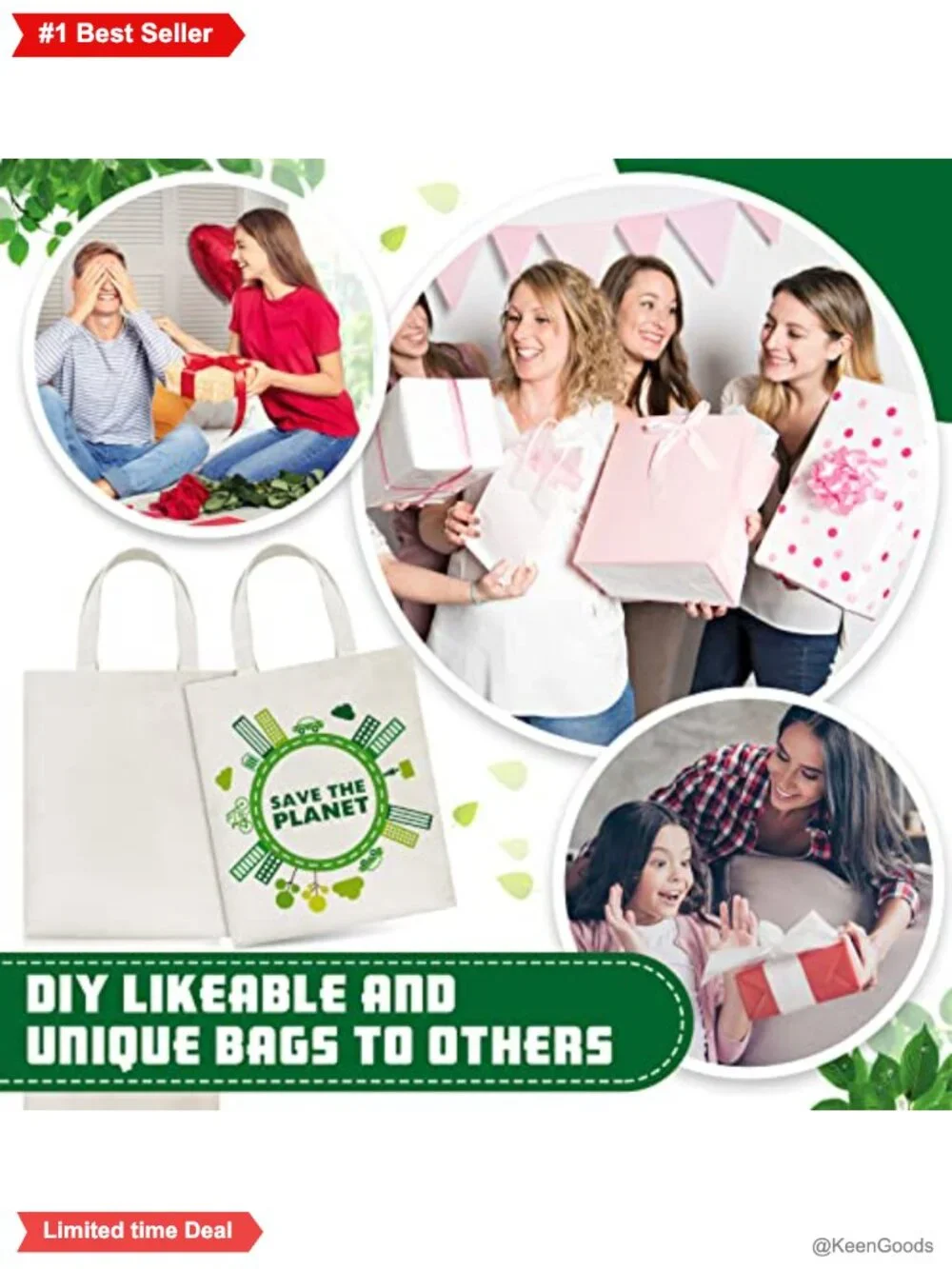 Canvas Tote Bags 24 Pack Sublimation Blanks Reusable Shopping Bag DIY Craft